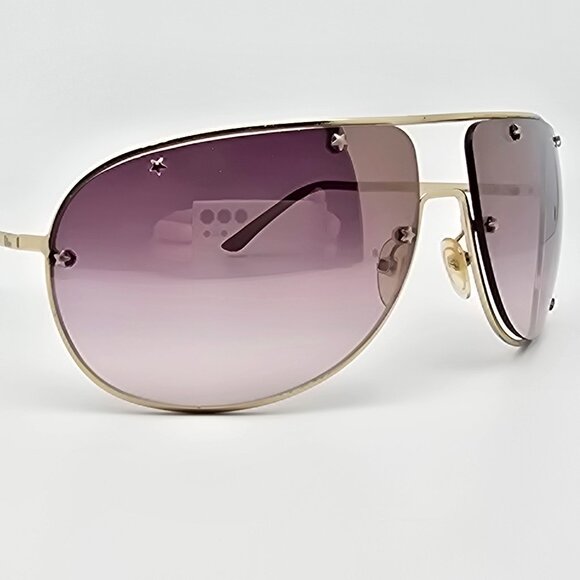 Christian Dior Diorwindshield1 Gold Frame Silver Mirror Aviator Y2K Sunglasses - Picture 7 of 15